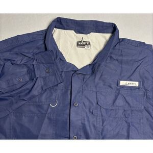 Habit Men’s Button Down Vented Fishing Shirt Size 2XL XXL Navy Blue Long Sleeve